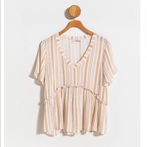 Myrrah Striped Baby Doll Blouse